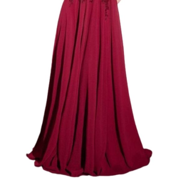 NWT Ladivine CDS503 Chiffon Mother of the Bride Dress Burgundy Size 16 - Picture 4 of 8